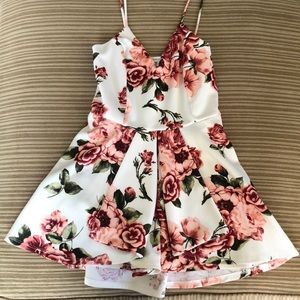 White flowered romper/dress